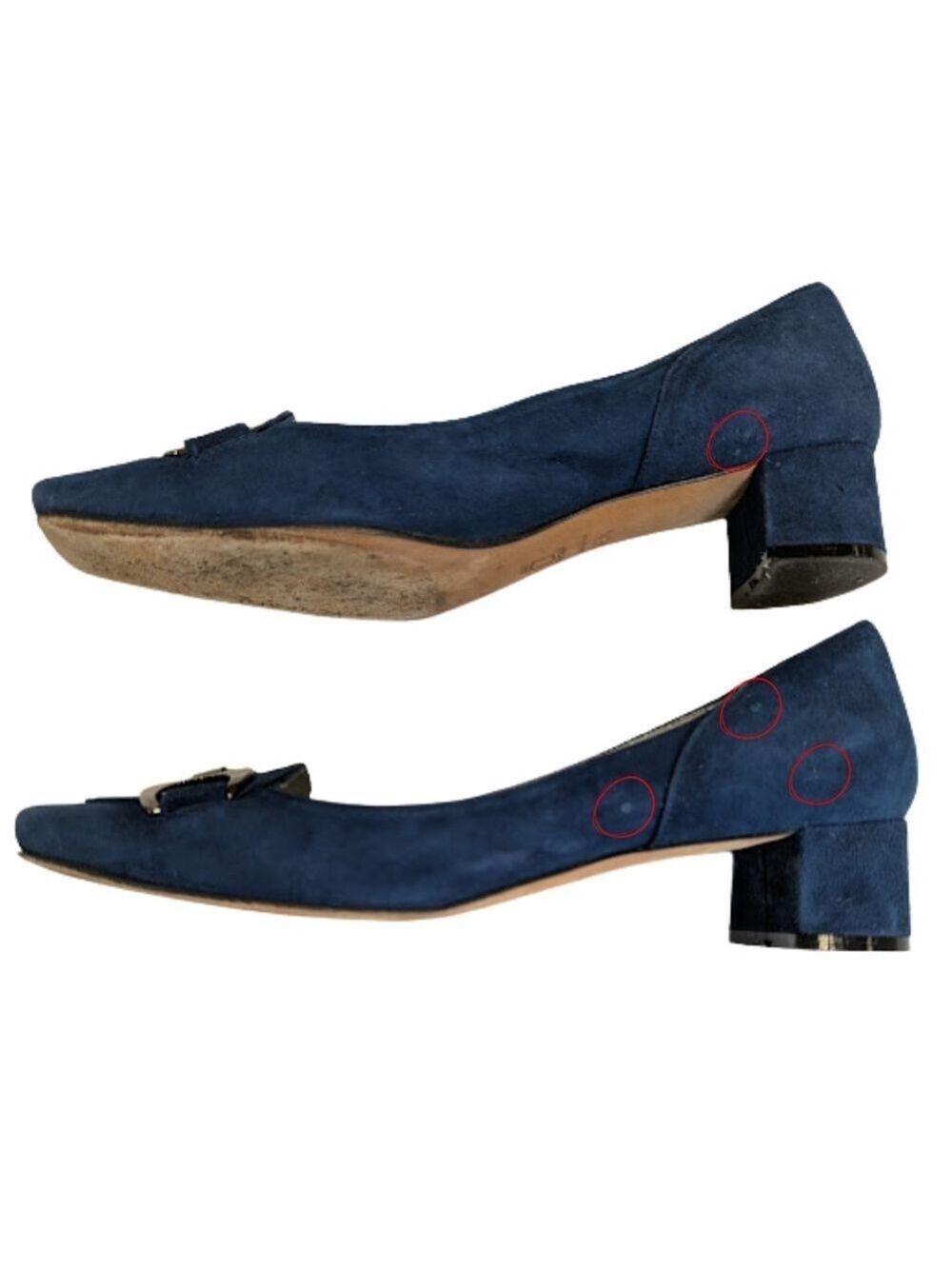 Daniele Ancarani Blue Suede Block Heel Pumps Square Toe Quiet Luxury EU 36.5 - Picture 5 of 11